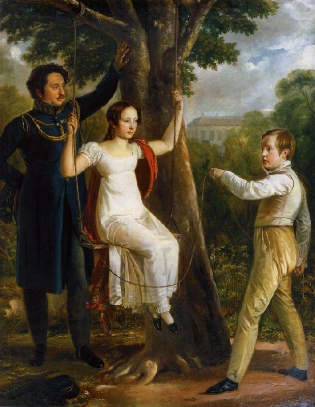 unknow artist Major Mauritz Clairfelt with sons and daughter in sway oil painting picture